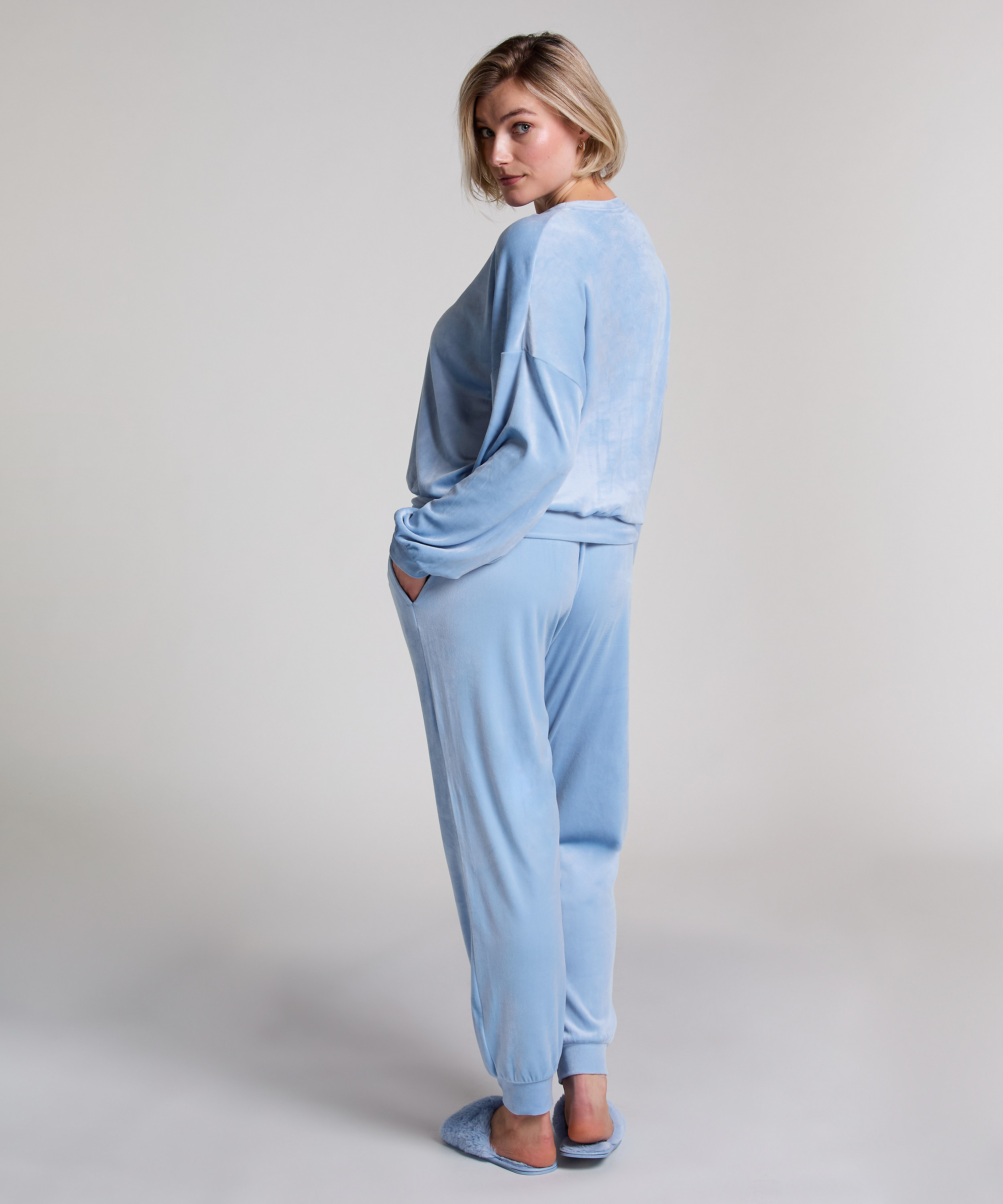 Spodnie z welurowego dresu, Niebieski, main