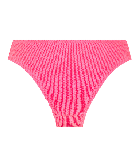 Majtki Bikini Wysoko Krojona Crinkle, R&oacute;żowy