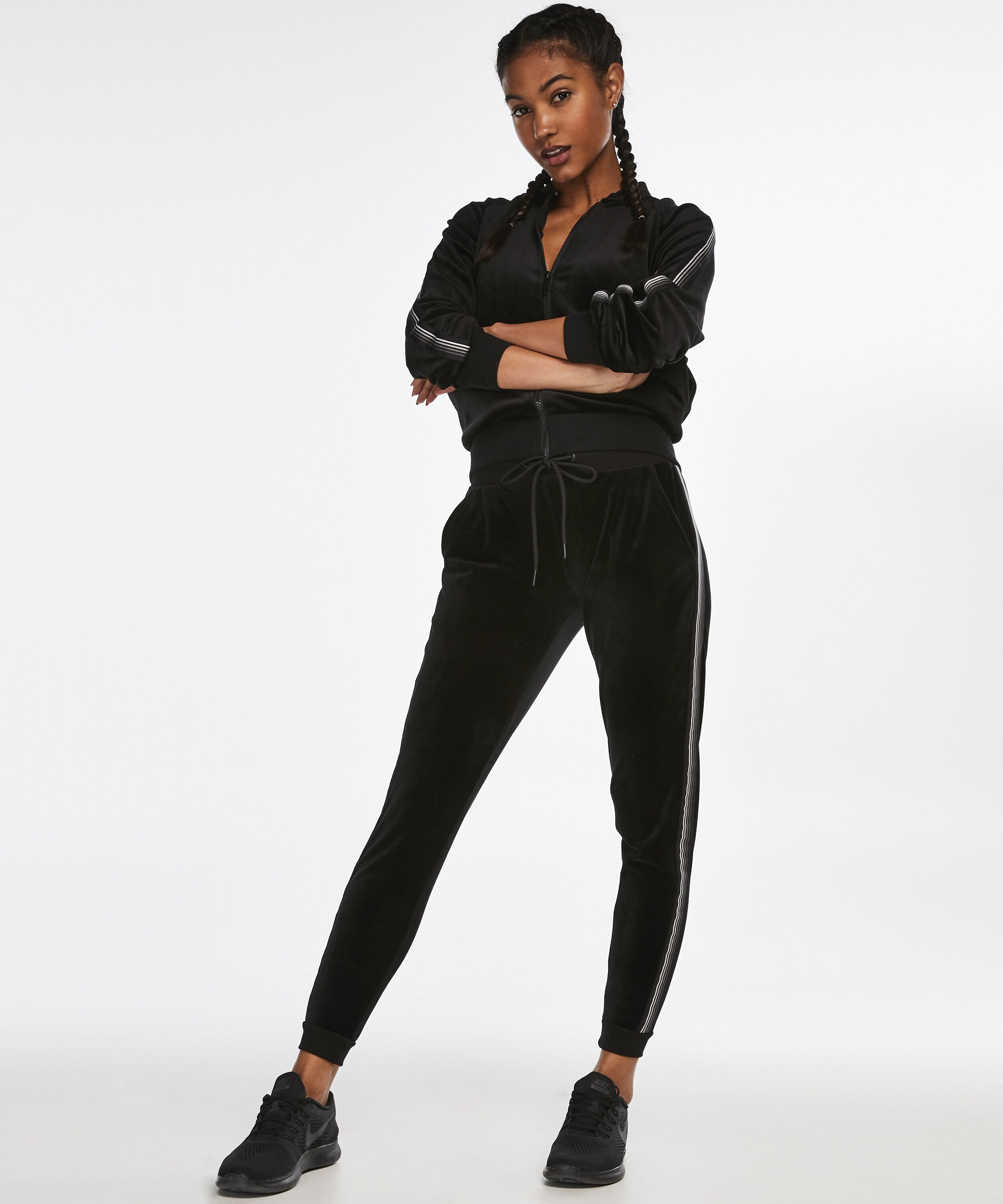 HKMX Velvet Sports Pants, Czarny