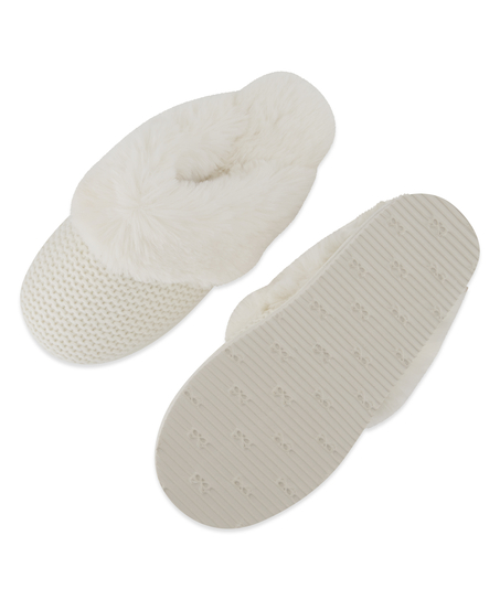 Kapcie Teddy Mule, Biały