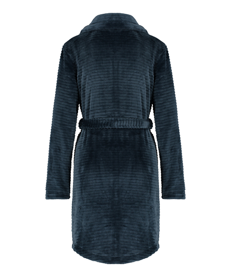 Szlafrok z polaru z zamkiem błyskawicznym, Niebieski