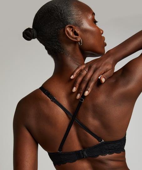 Usztywniony biustonosz push-up z fiszbinami Angie, Czarny