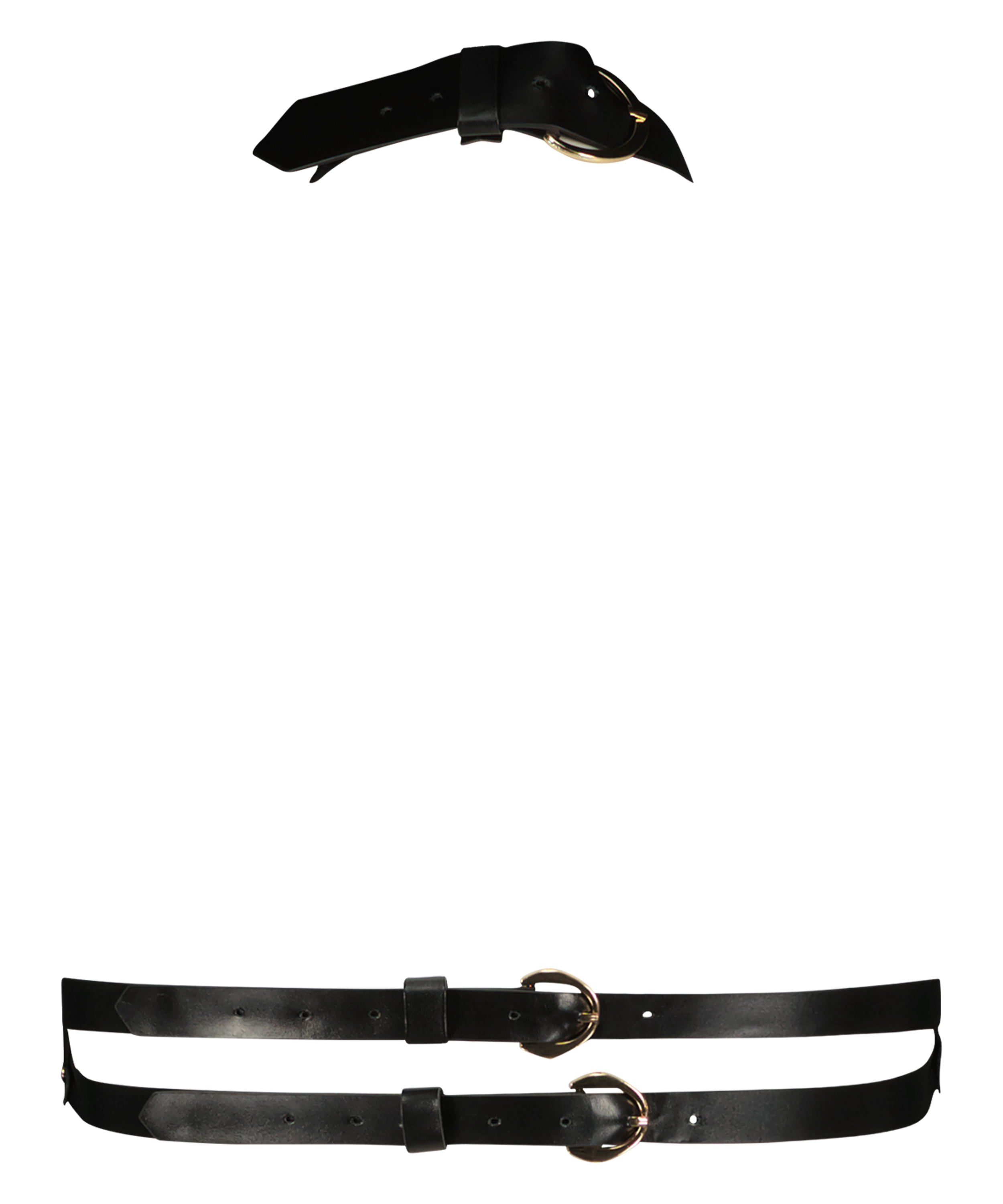 Biustonosz bralette ze sztucznej skóry, Czarny, main