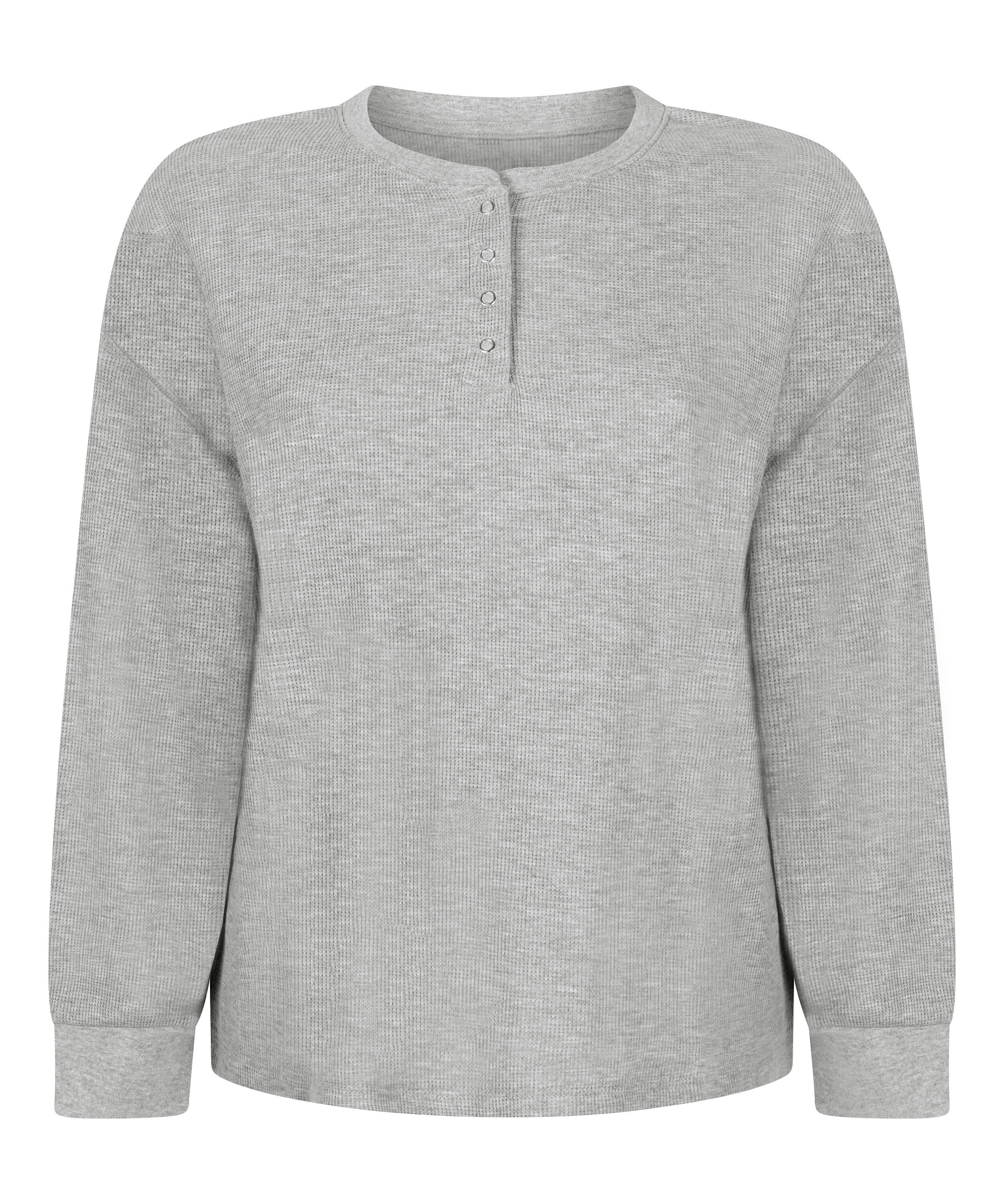 Top z tkaniny wafel Henley, Szary