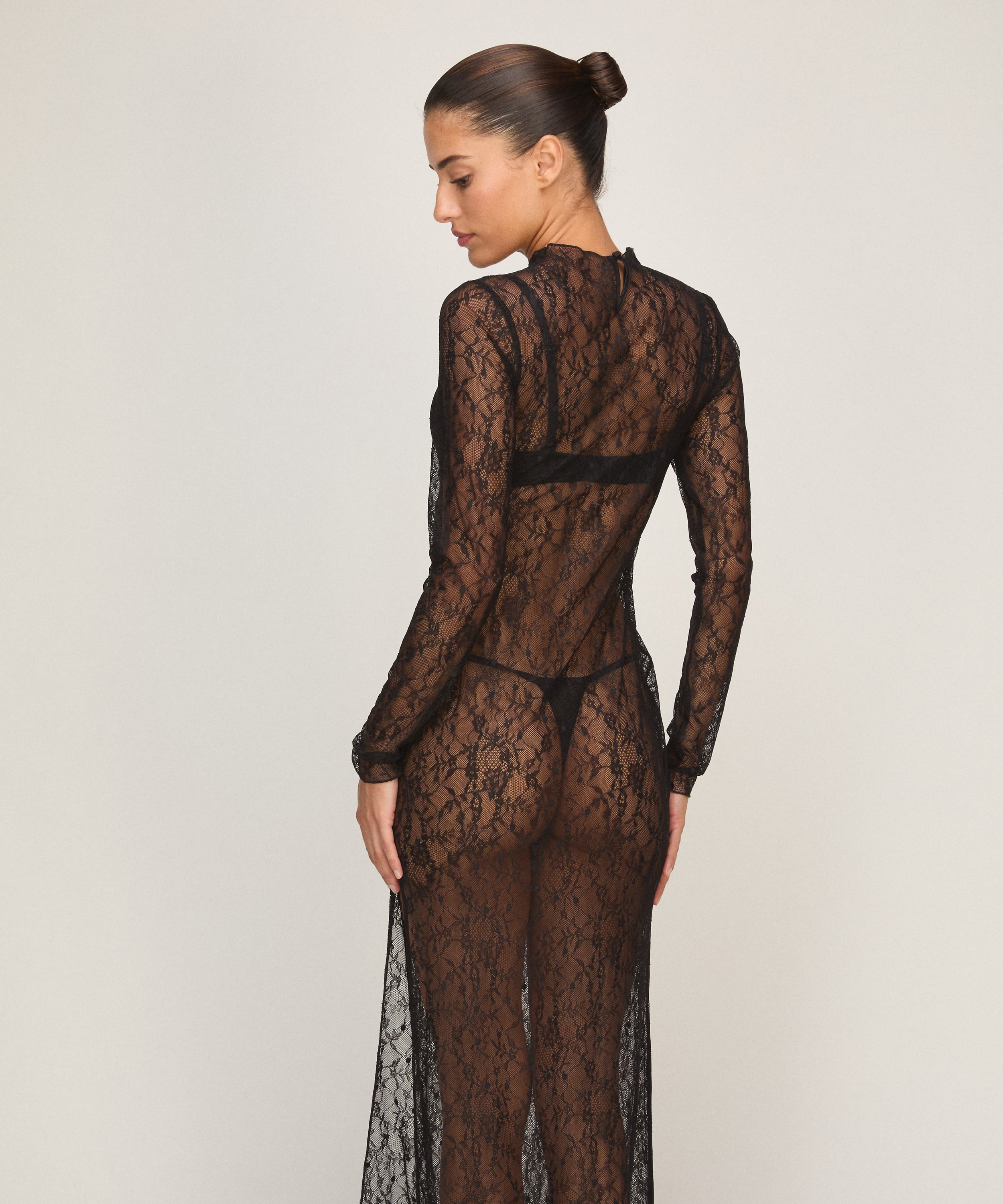 Halka Allover Lace, Czarny, main
