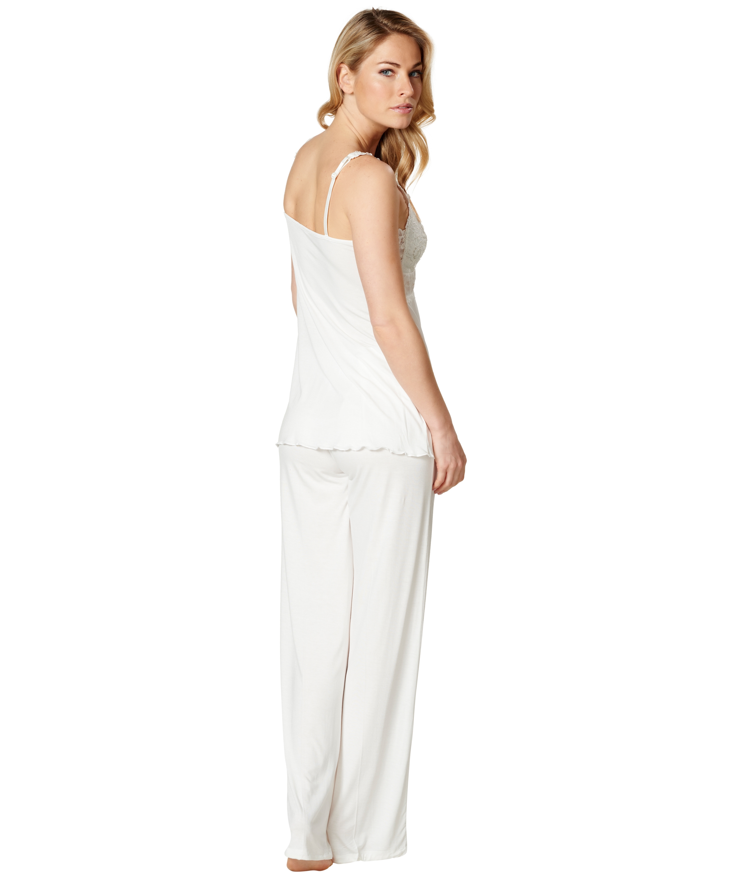 Pyjamaset Modal lace, Biały, main
