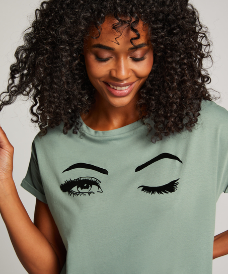 Koszula nocna z okrągłym dekoltem, Niebieski