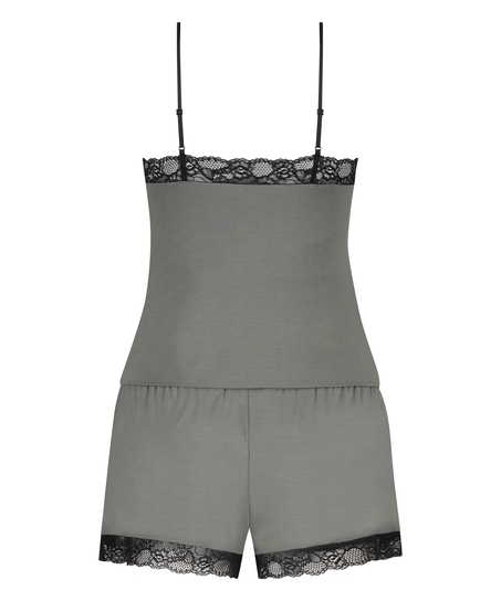 Piżama z szortami i topem na ramiączkach, Zielony