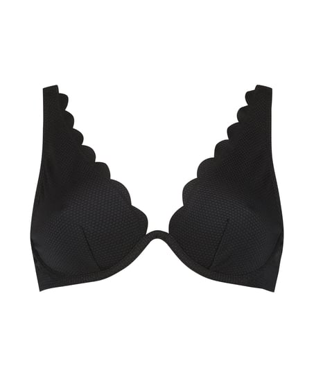 Scallop biustonosz bikini bez wkładek z fiszbinami, Czarny