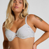 Biustonosz Bikini z Fiszbinami i Wkładkami Stripes, Biały