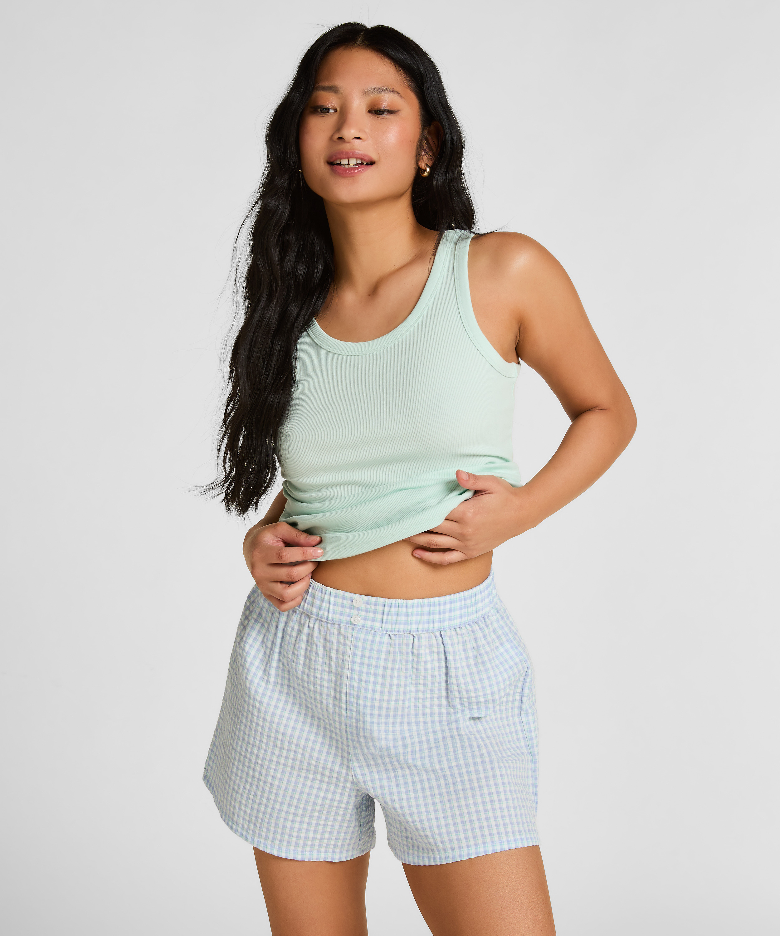 Szorty Piżamowe Seersucker, R&oacute;żowy, main