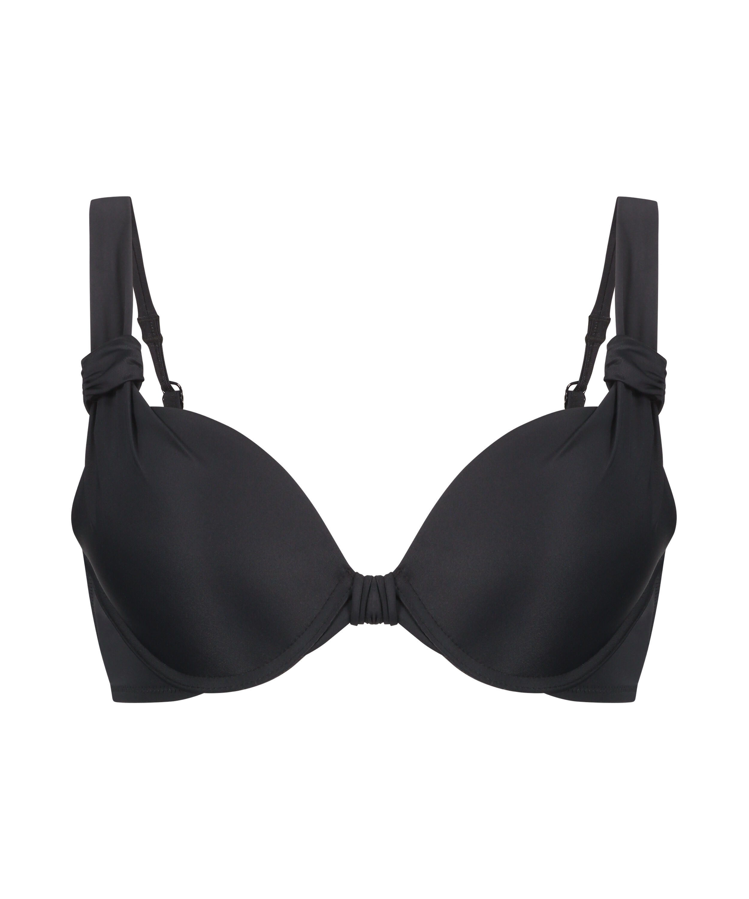 Usztywniany top bikini z fiszbinami Luxe miseczka E+, Czarny