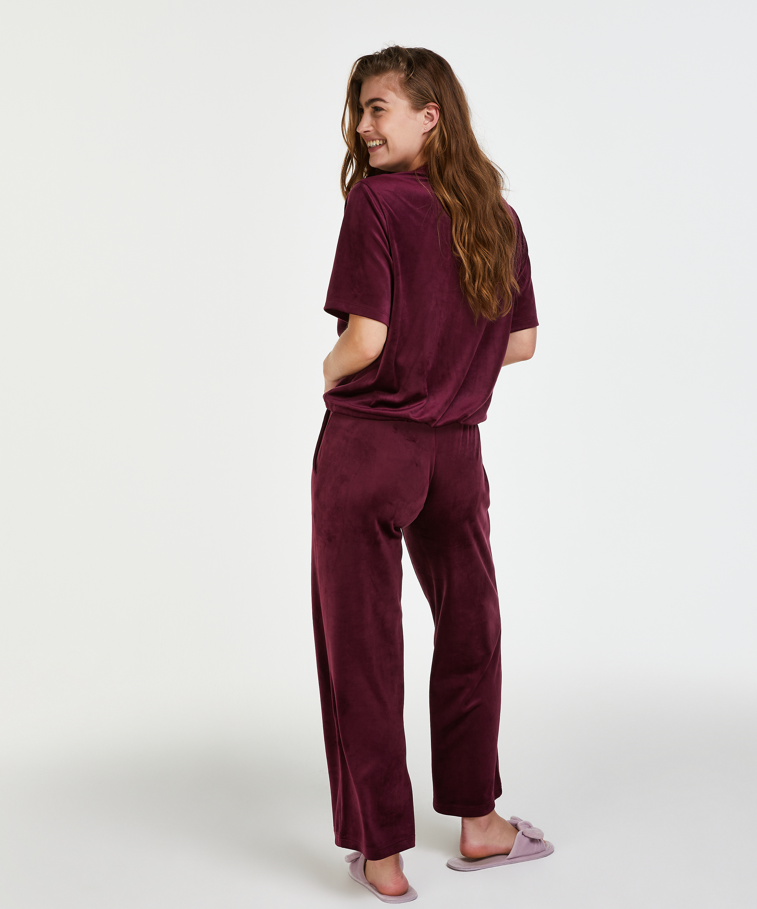 Velours Pyjama Bottoms, Czerwony, main