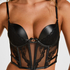 Biustonosz Usztywniany z Fiszbinami Typu Longline Ilenia, Czarny