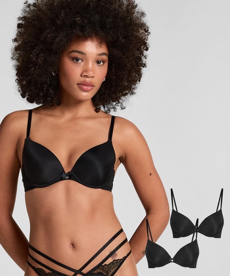 2 sztuki biustonoszy usztywnianych z fiszbinami, Czarny