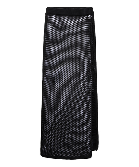 Szydełkowa spódnica midi, Czarny