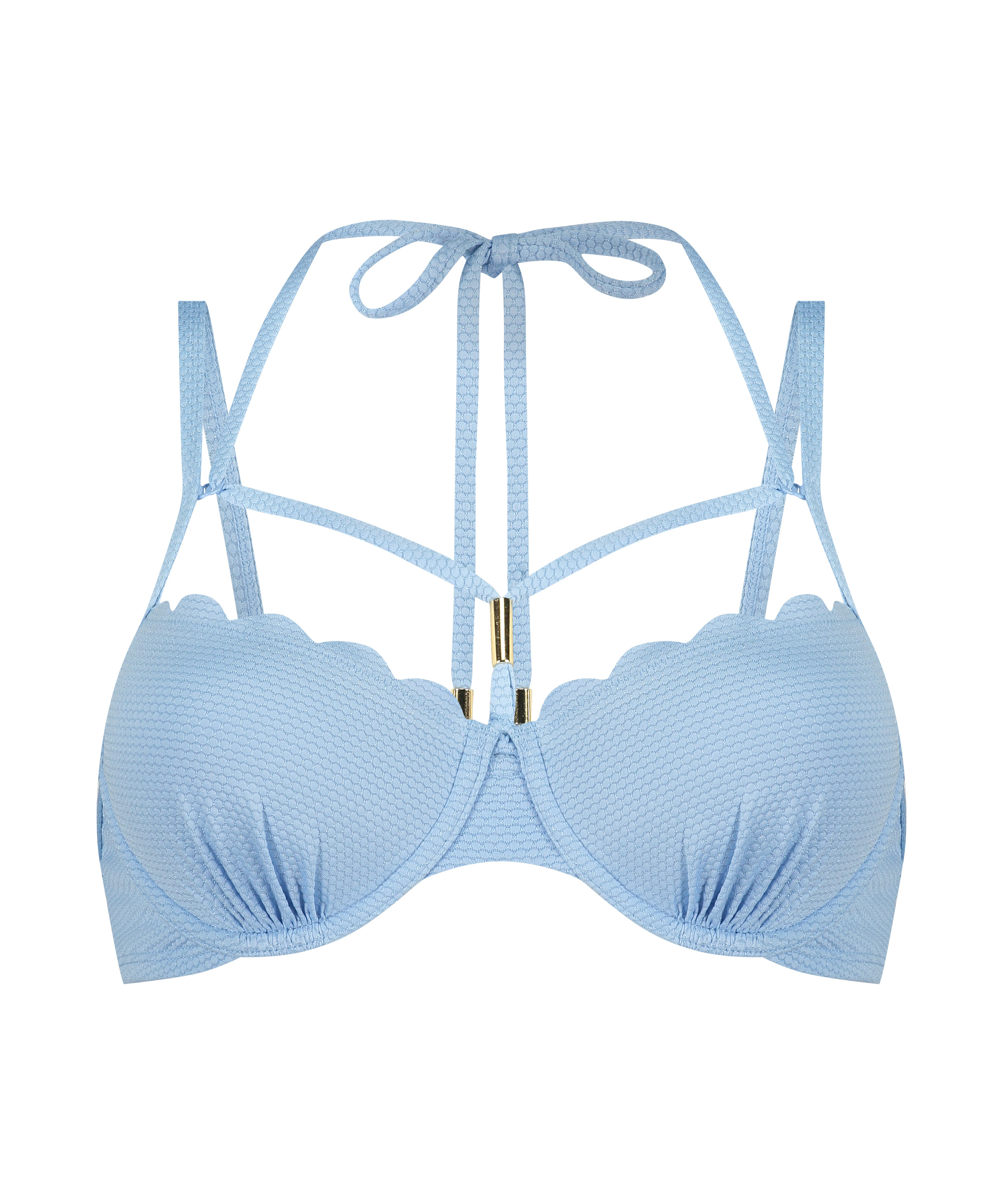 Usztywniany top bikini z fiszbinami Scallop, Niebieski, main