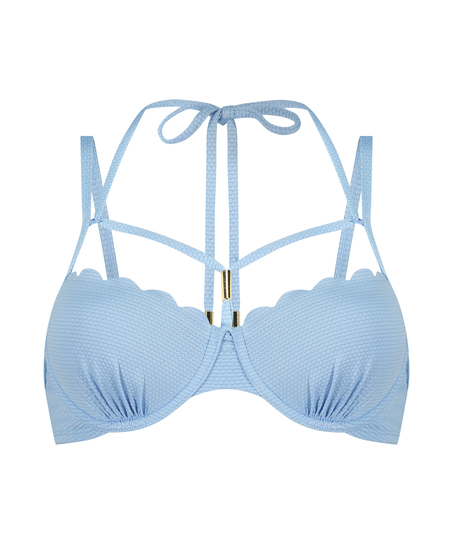 Usztywniany top bikini z fiszbinami Scallop, Niebieski