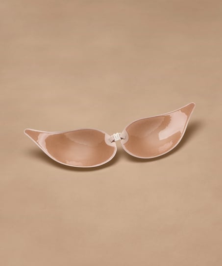 Klejony biustonosz typu plunge, Beżowy