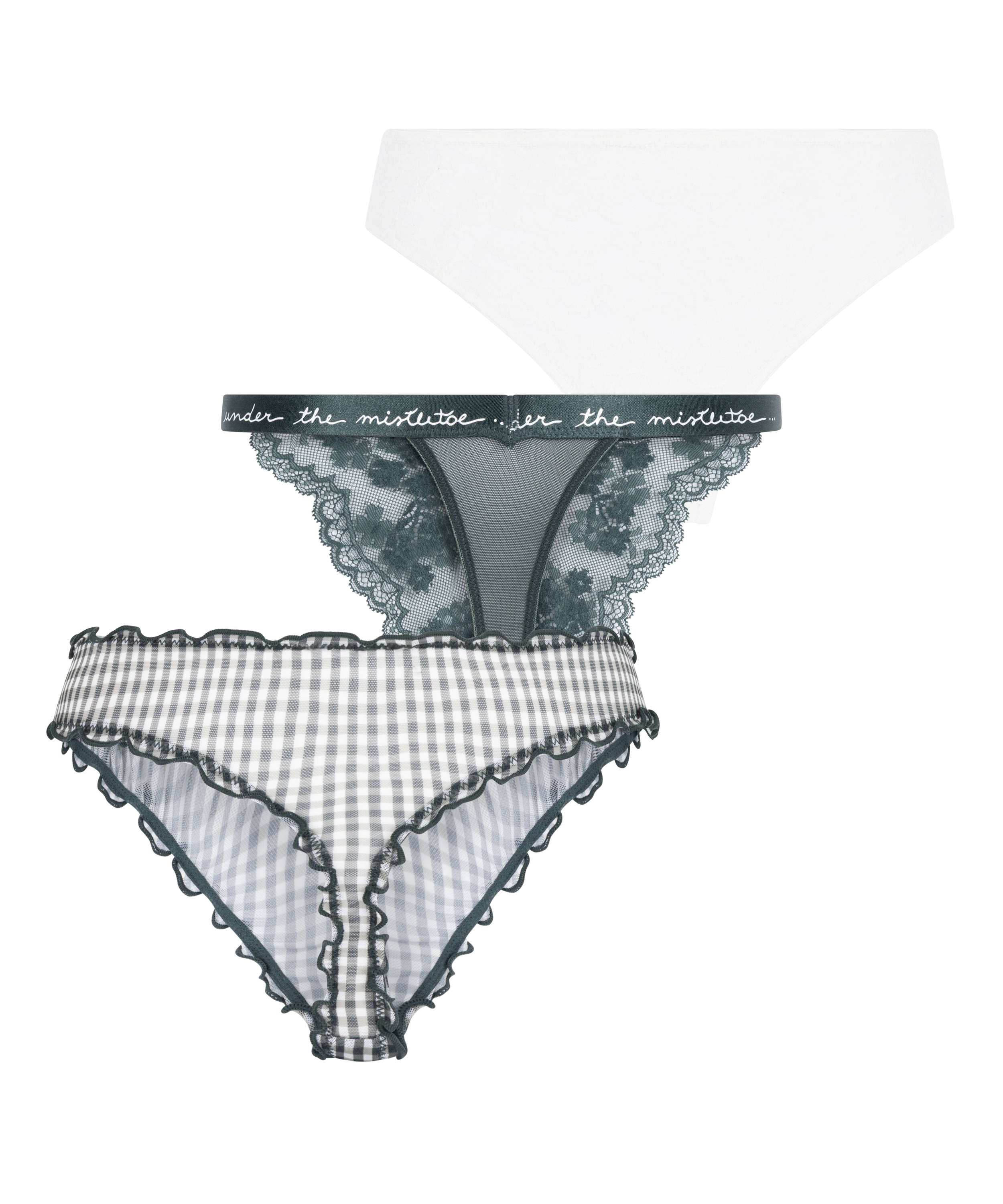 Zestaw prezentowy ze stringami świątecznymi, Zielony, main