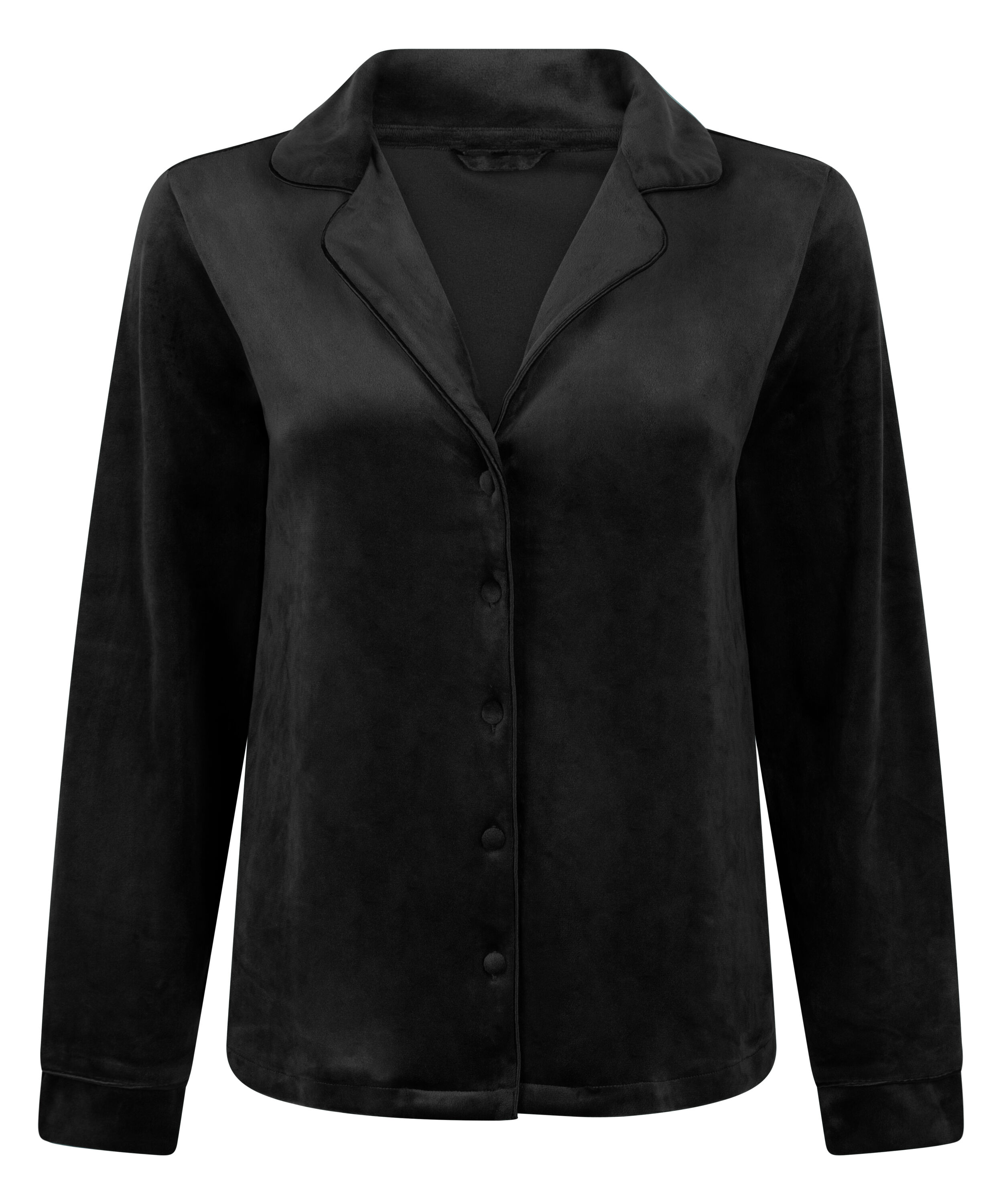 Bluza z długimi rękawami z weluru, Czarny
