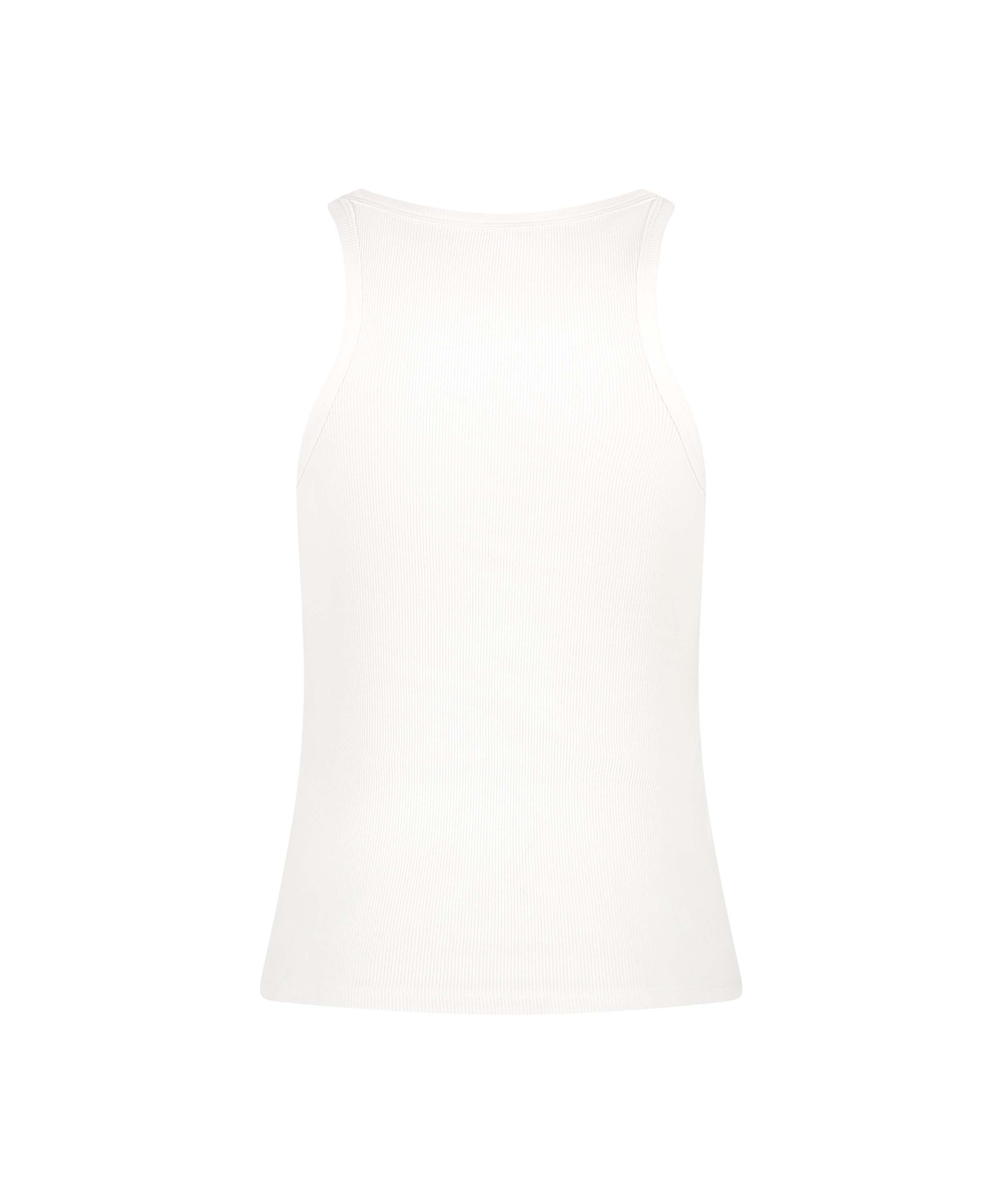 Singlet top z miękkiej bawełny, Biały, main