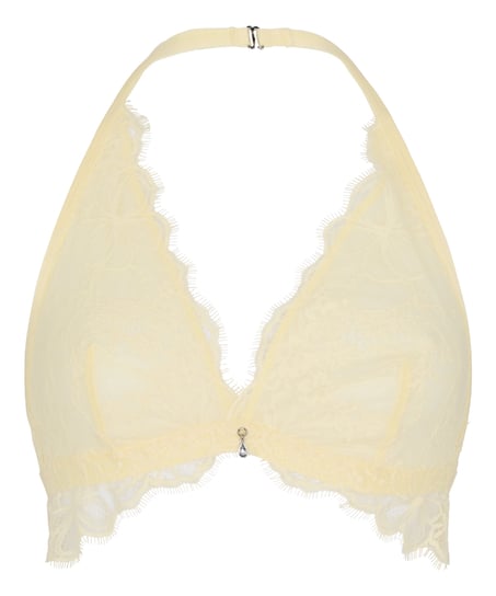 Biustonosz Bralette Halter Longline Prina z Koronki, Ż&oacute;łty