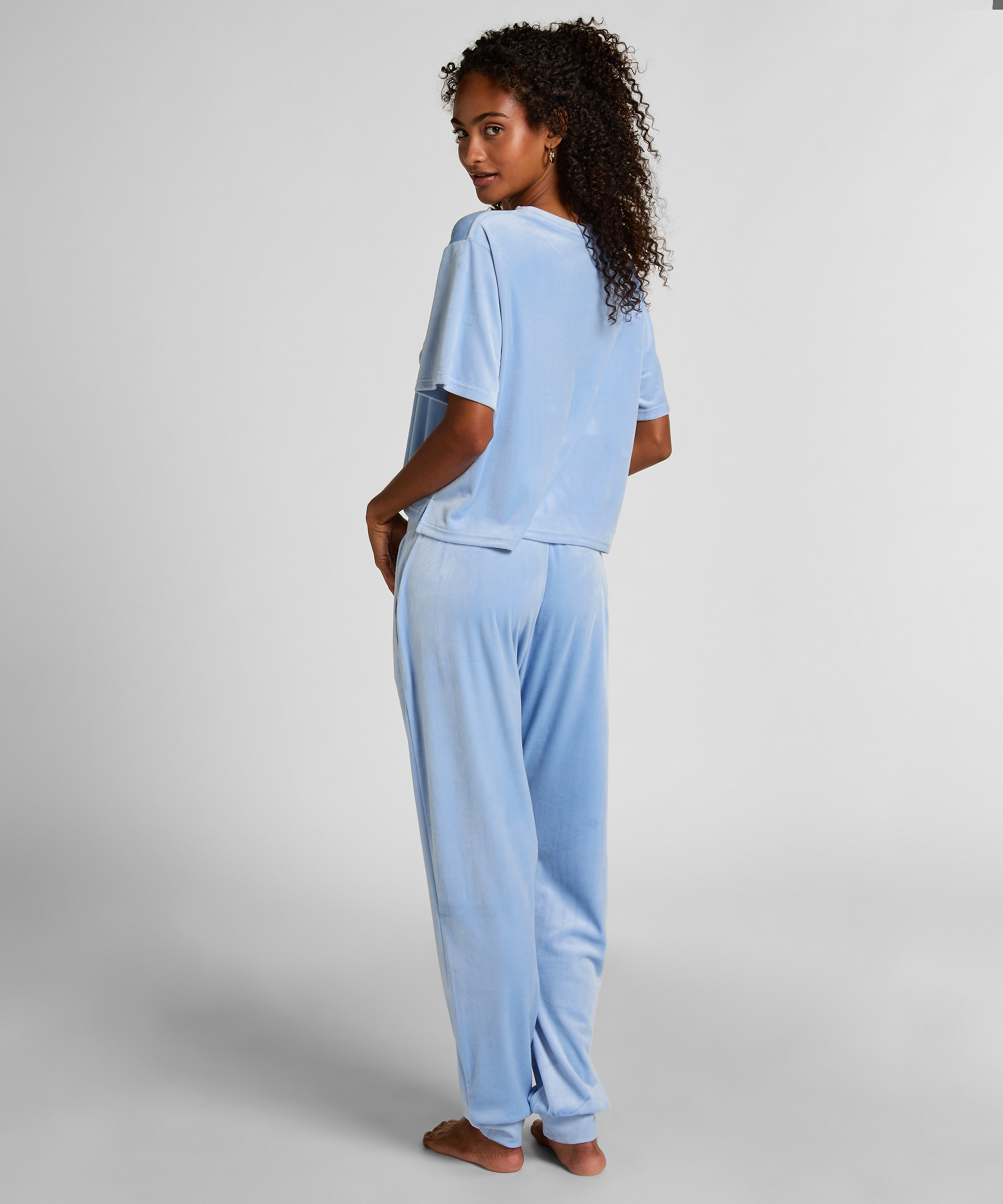 Spodnie z welurowego dresu, Niebieski, main