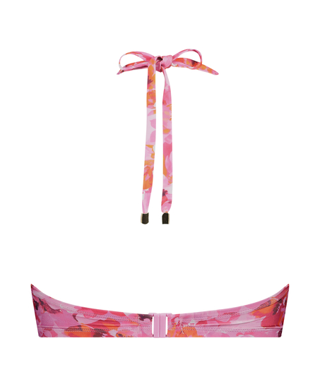 G&oacute;ra od bikini w kwiaty miseczki E +, R&oacute;żowy