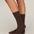 Cashmere Blend Ribbed Socks, Brązowy
