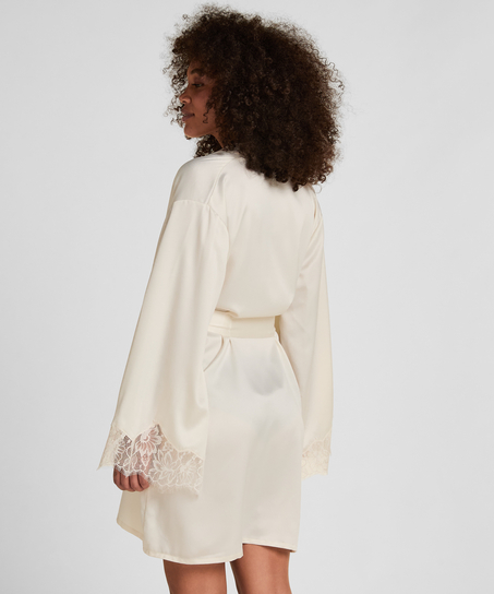 Satynowe kimono Valerie, Biały