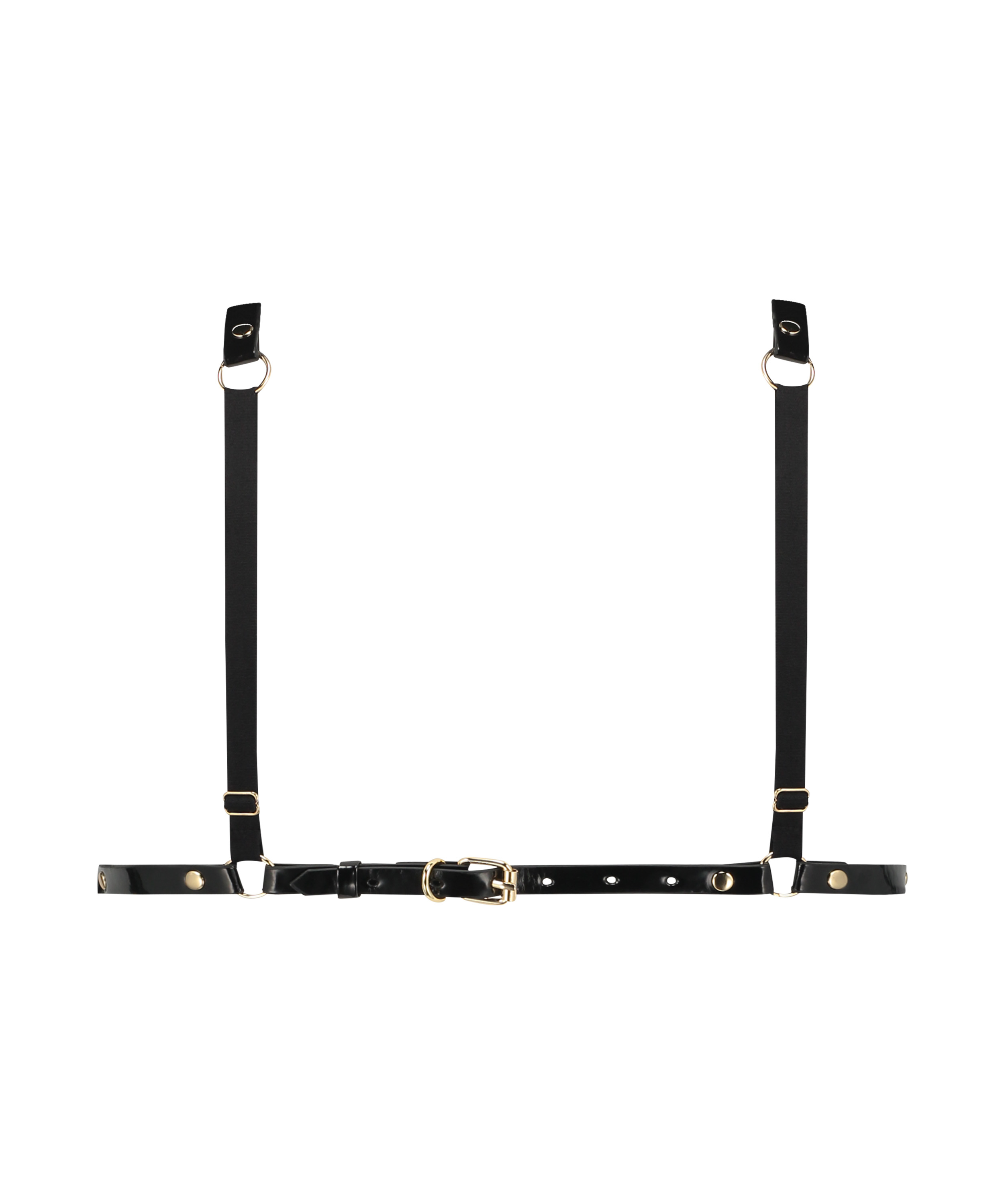 Biustonosz bralette ze sztucznej sk&oacute;ry, Czarny, main