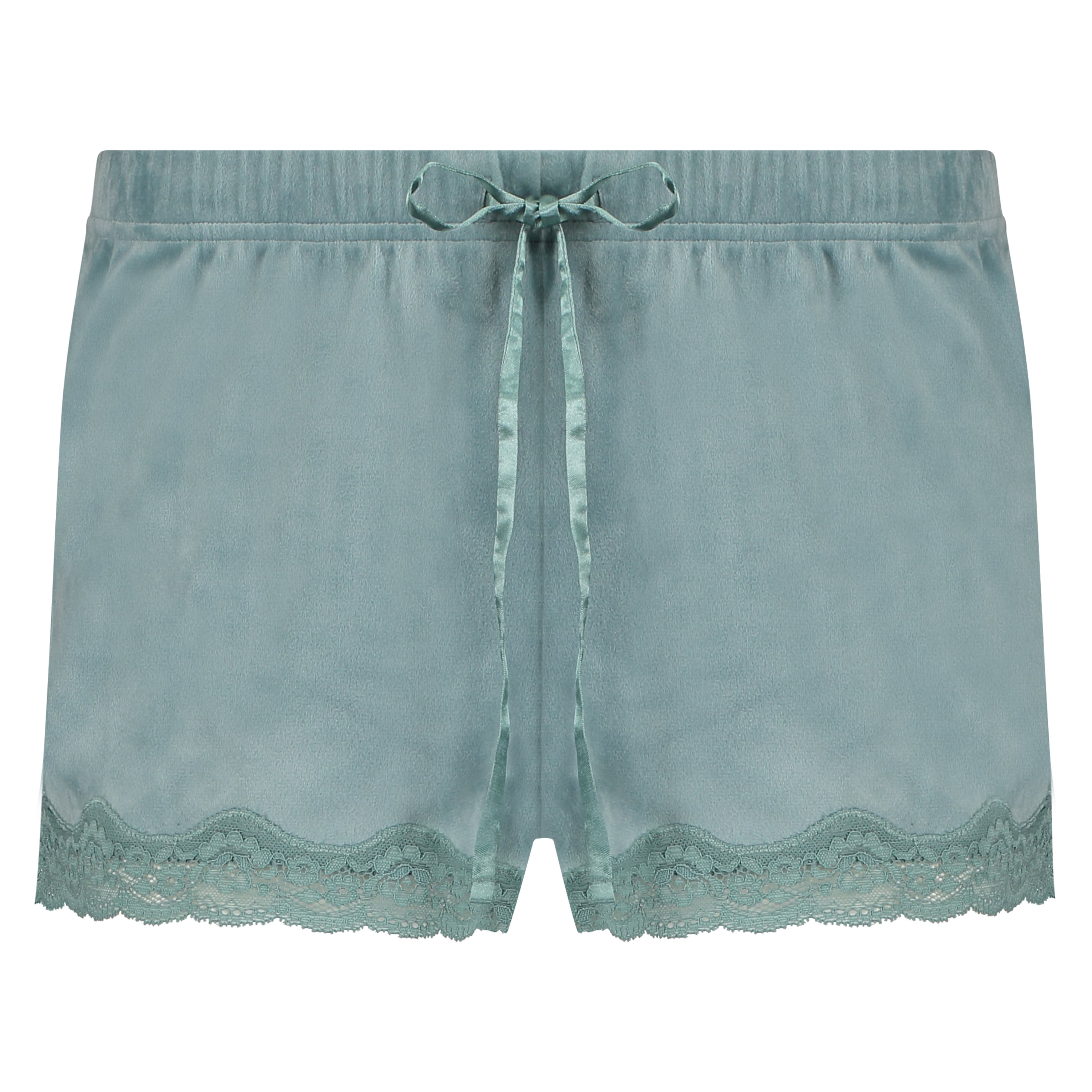 Szorty piżamowe Velours Scallop Lace, Zielony, main