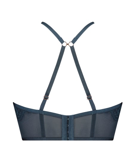 Długi usztywniony biustonosz push-up z fiszbinami Margaret Lucy Hale, Niebieski