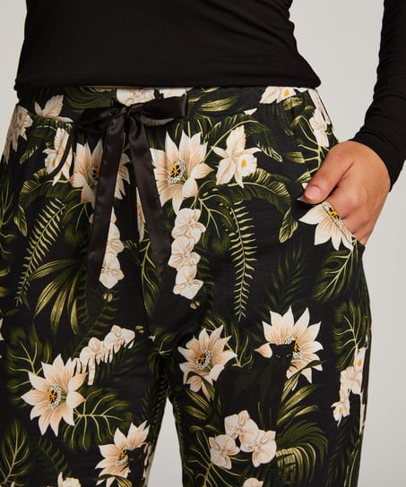 Spodnie piżamowe z dżerseju, Czarny