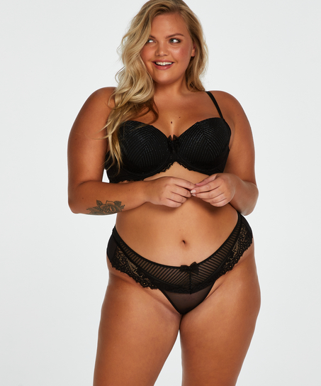 Usztywniony biustonosz z fiszbinami Davy, Czarny