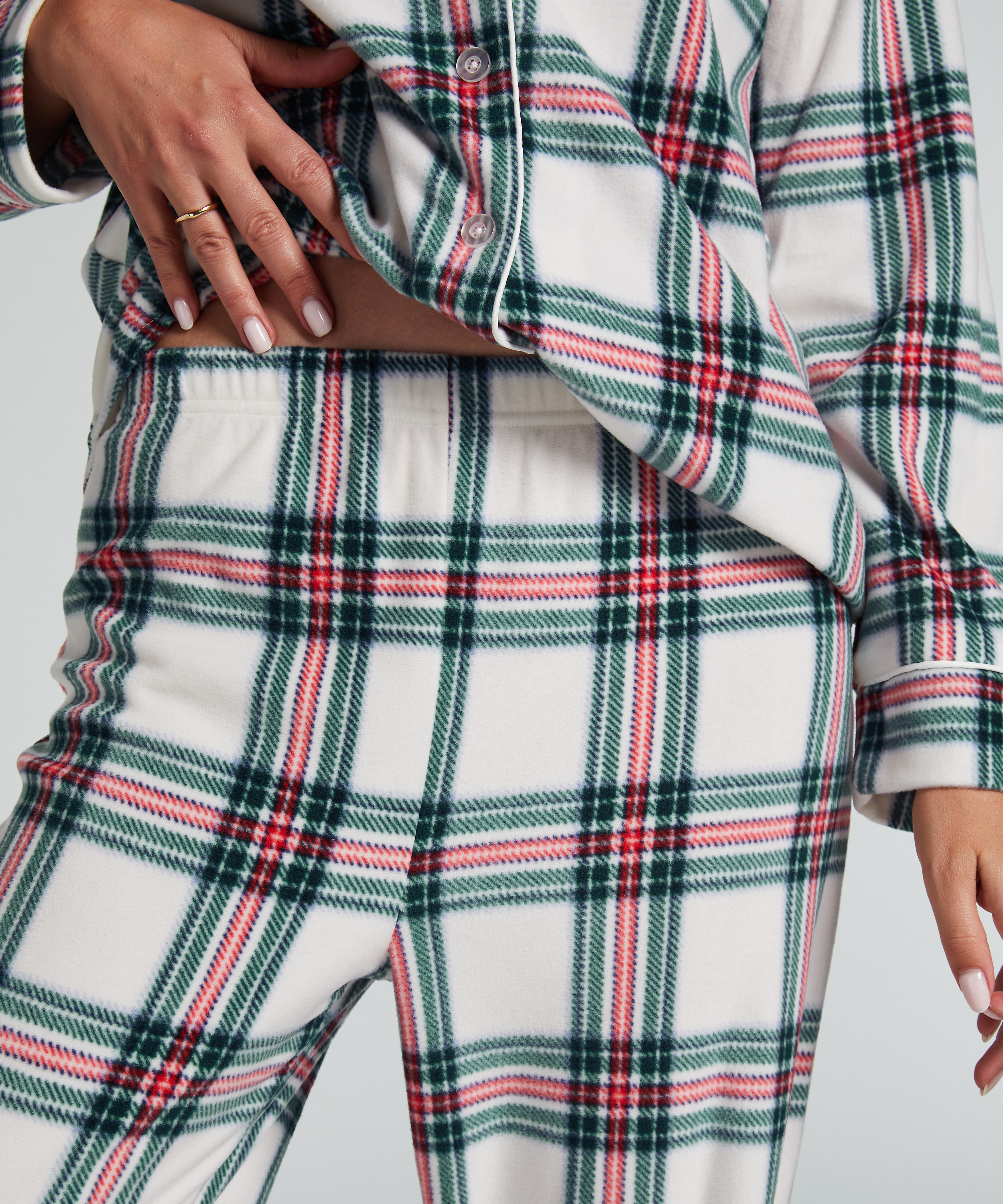 Piżama we wz&oacute;r Fleece, Biały, main