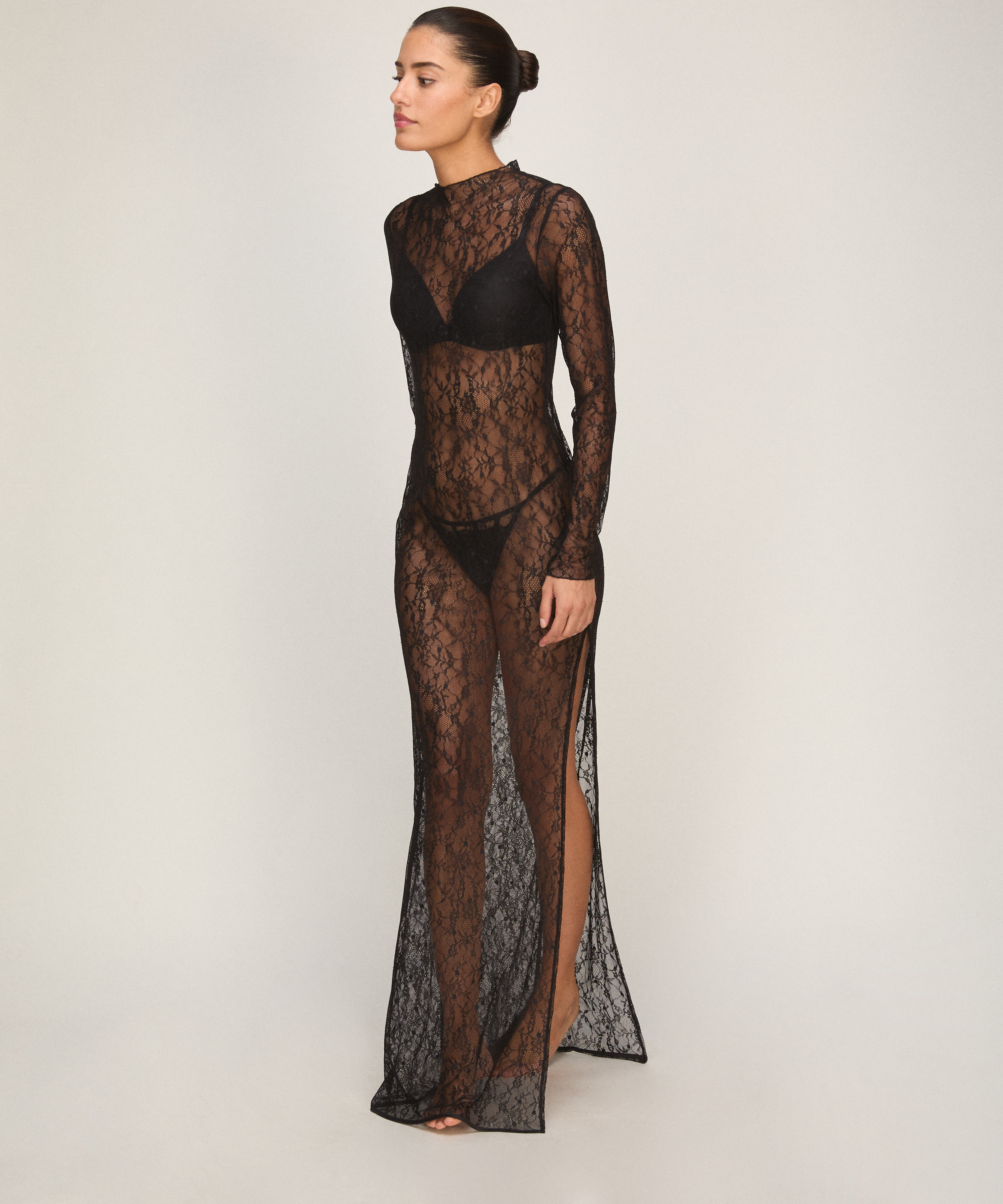 Halka Allover Lace, Czarny, main