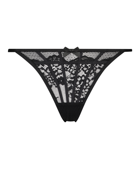 Louisa high leg Thong, Czarny