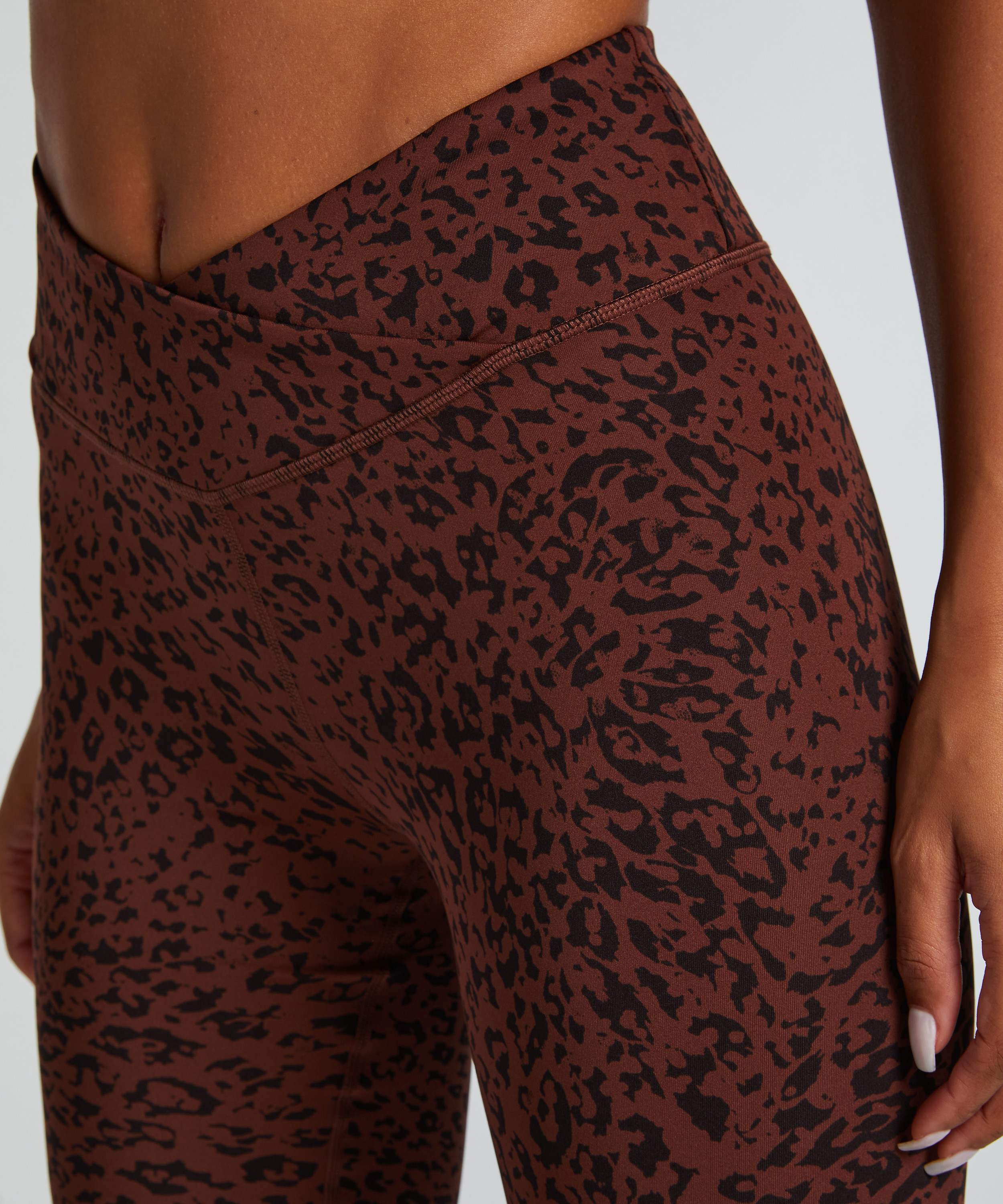 Legginsy z wysokim stanem, Brązowy, main
