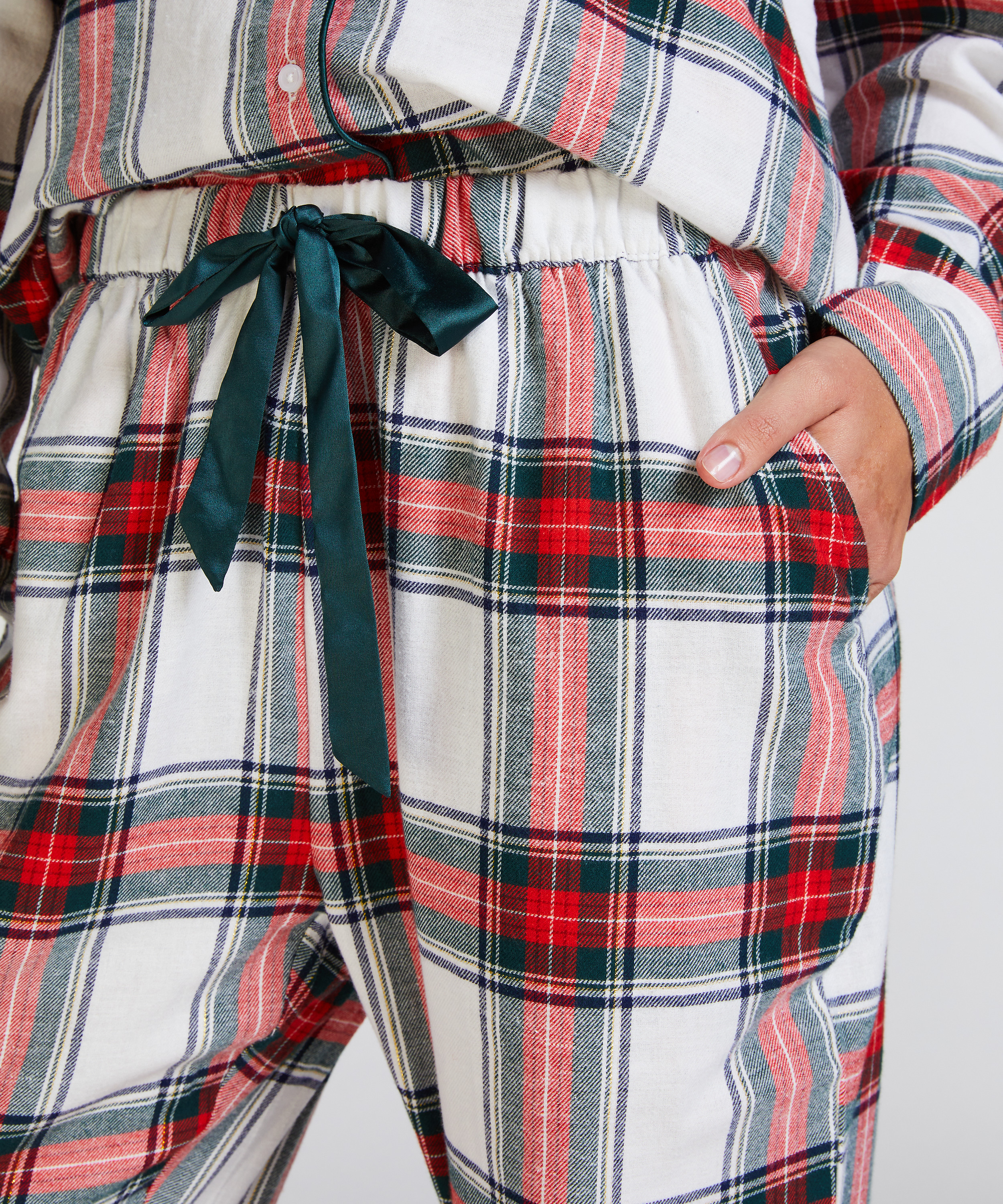 Tall Flanelowe spodnie od piżamy, Biały, main