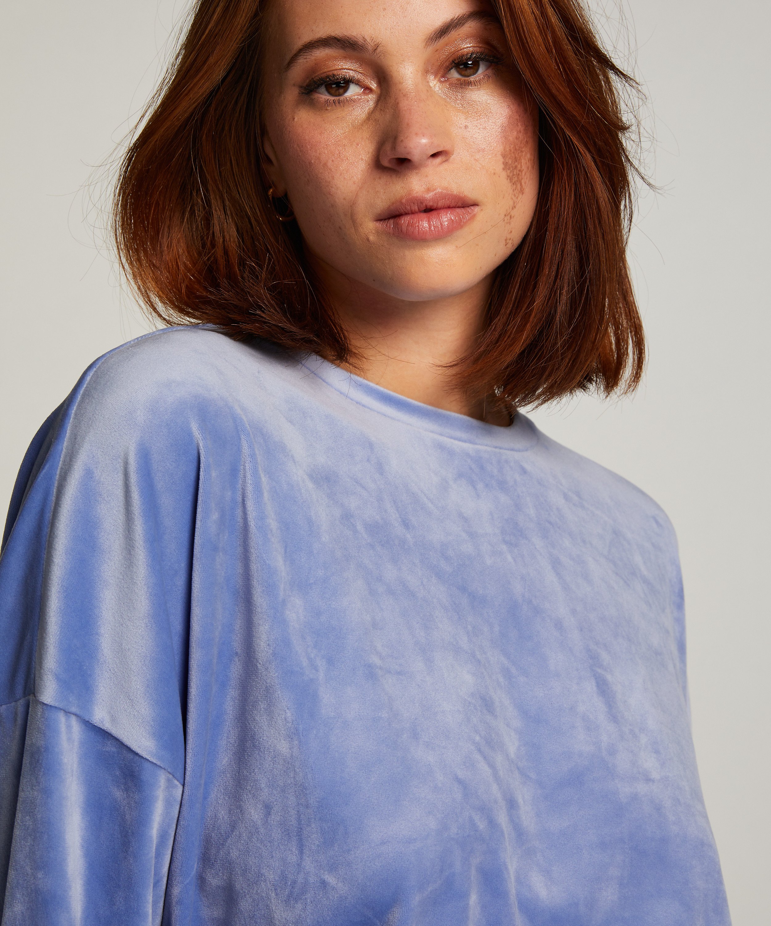 Welurowy top, Niebieski, main