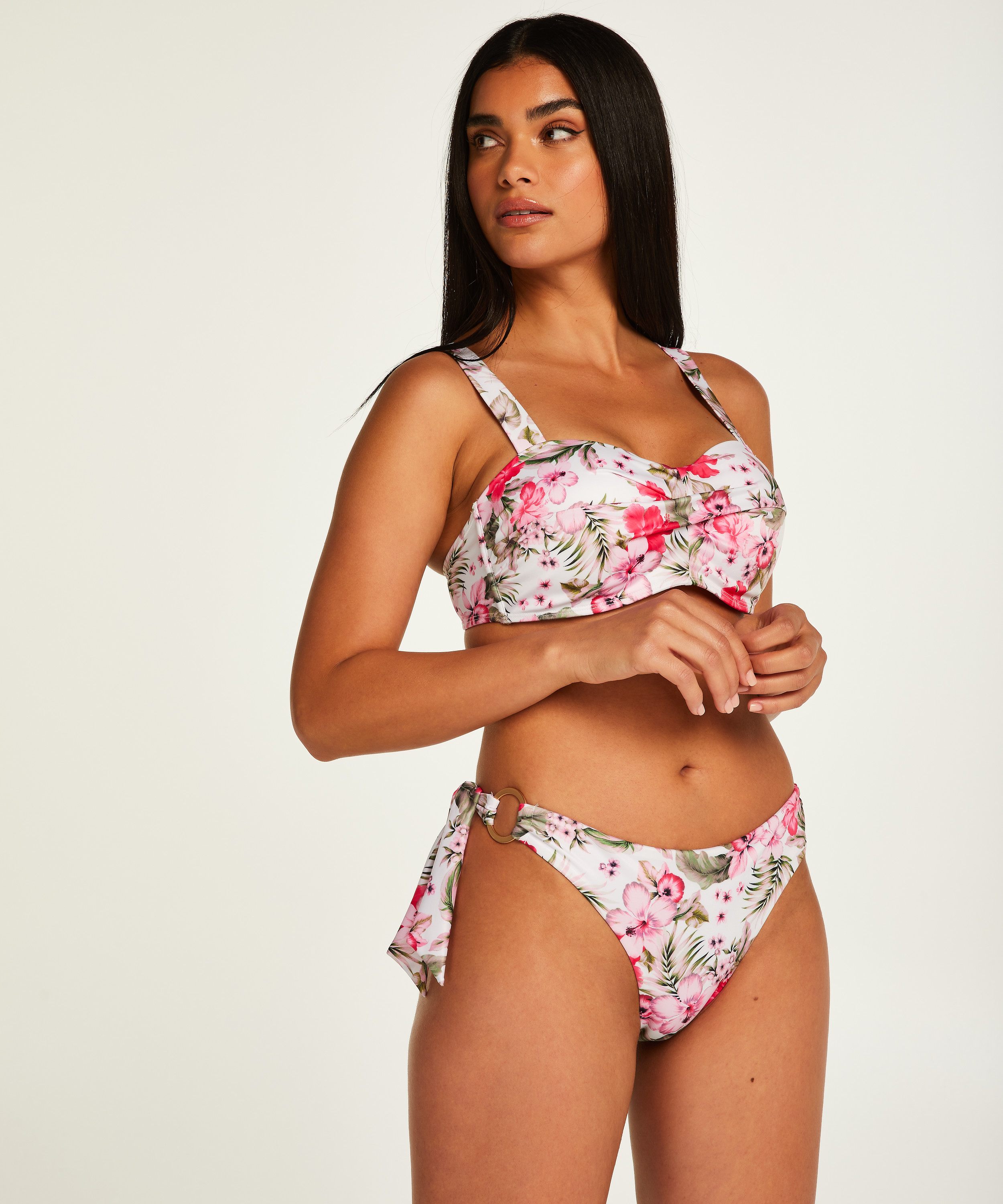 Usztywniona g&oacute;ra od bikini typu bandeau Tropical, Biały, main