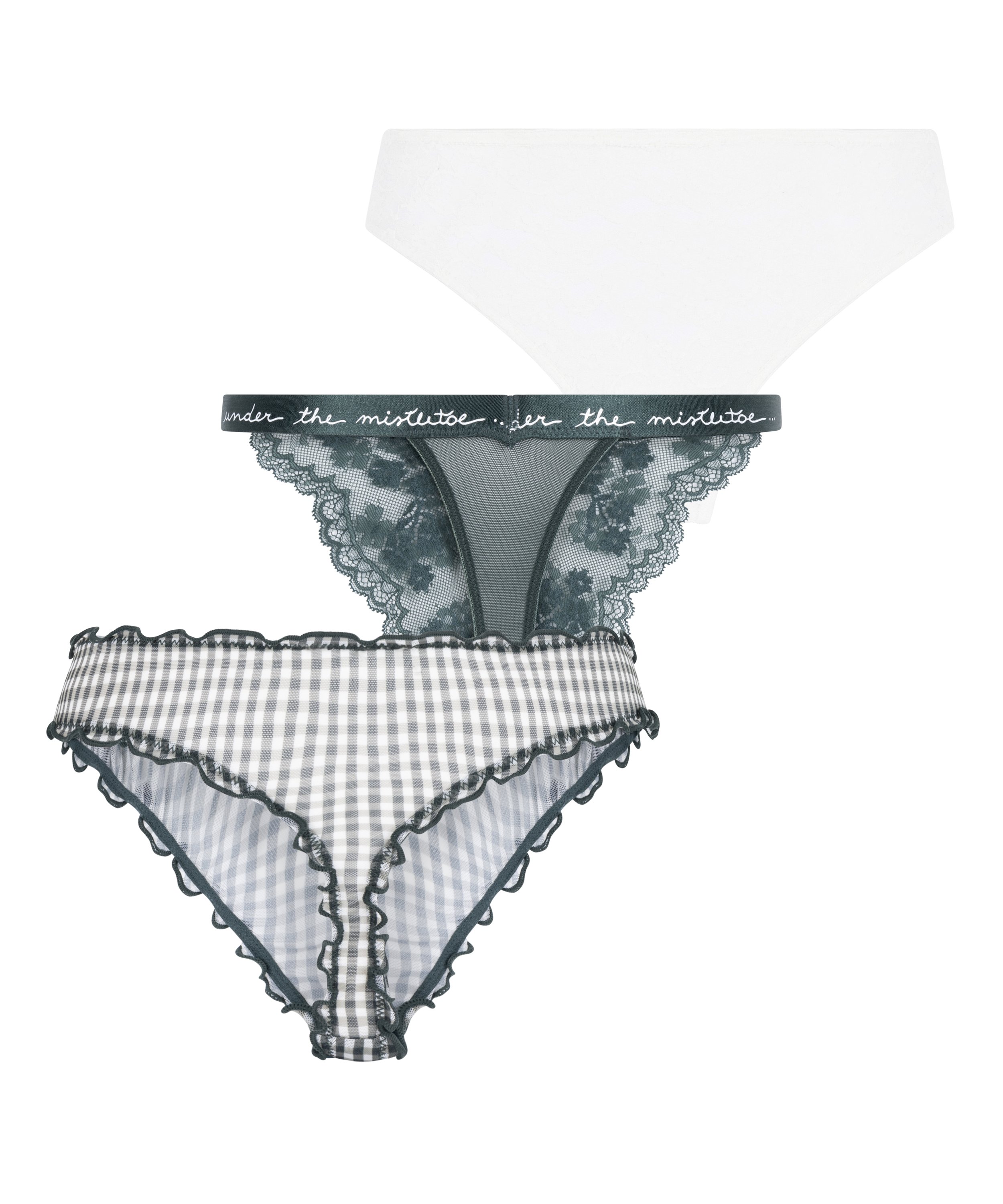 Zestaw prezentowy ze stringami świątecznymi, Zielony, main