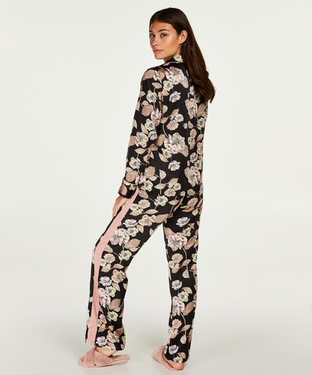Emily satin pyjama pants, Czarny
