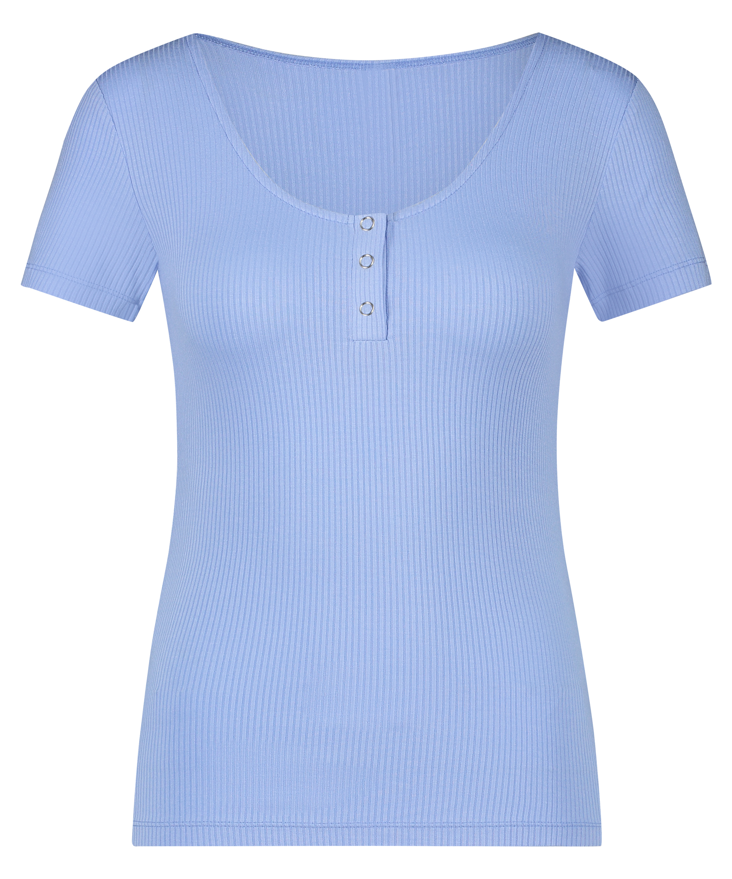 Top od piżamy z kr&oacute;tkimi rękawami Henley, Niebieski, main