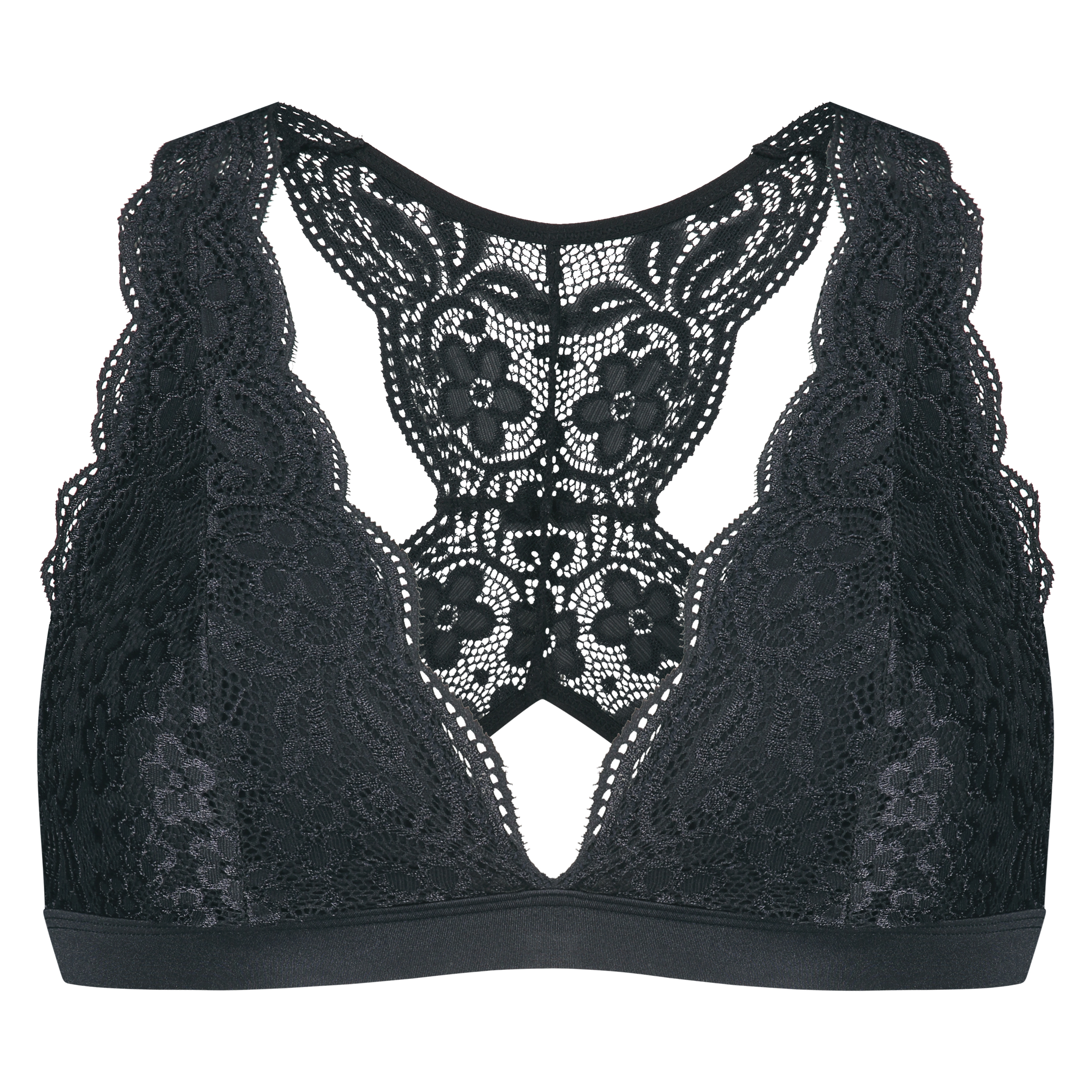 Halter racerback bralette, Czarny, main