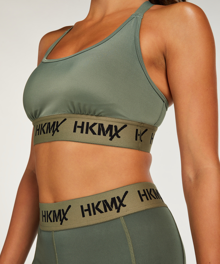 Biustonosz sportowy HKMX The Crop Logo Level 1, Zielony