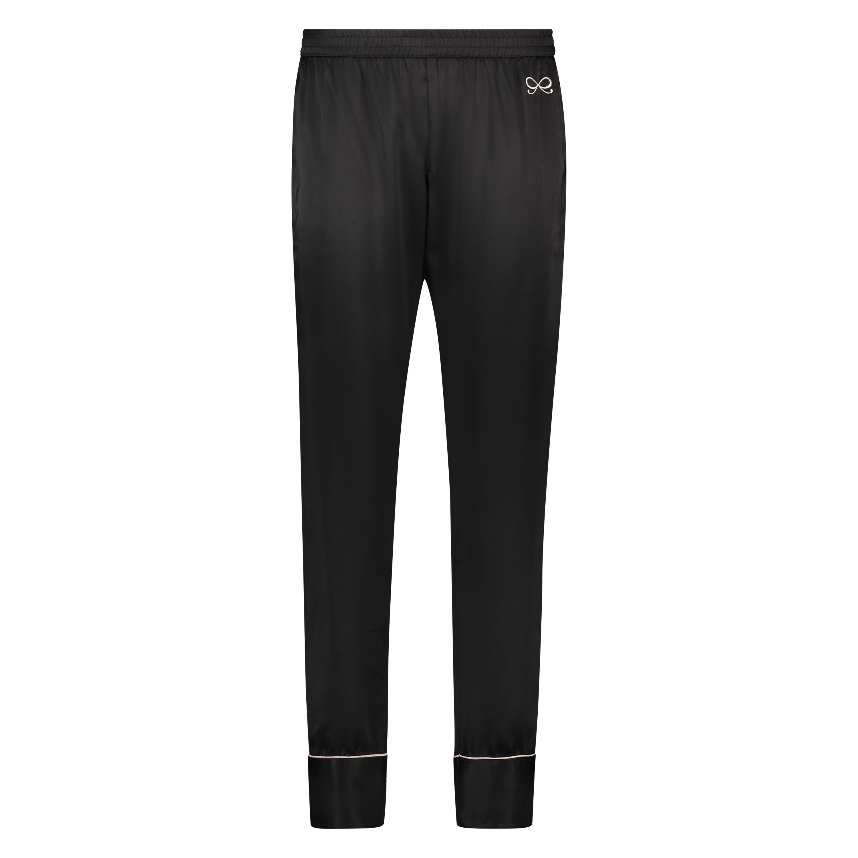 Satin Pyjama Pants Bow, Czarny, main