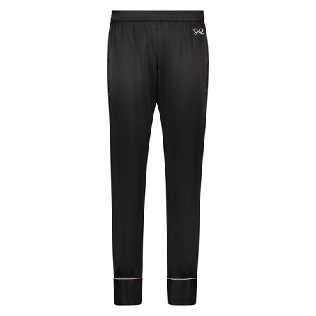 Satin Pyjama Pants Bow, Czarny